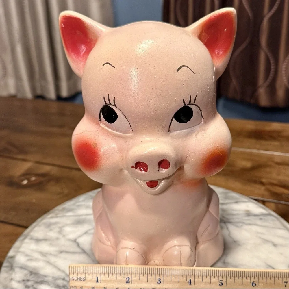VTG 1950s Chalkware Anthromorphic Piggy Bank 9